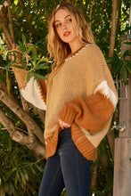 Load image into Gallery viewer, Contrast Stitch Color Block Pullover Sweater