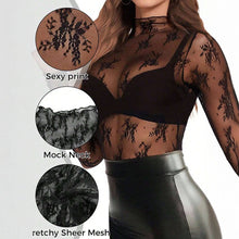 Load image into Gallery viewer, Semi Sheer Mesh Lace Shirt