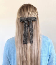 Load image into Gallery viewer, Embellished Hair Bow Barrette Clip | Hand-Stitched: White