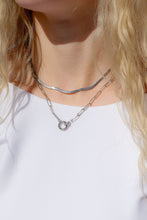 Load image into Gallery viewer, 18K Gold PVD Paperclip Rhinestone Charm Holder Necklace: Gold