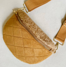 Load image into Gallery viewer, Fuzzy And Quilted Luxe Sling Bag: Taupe