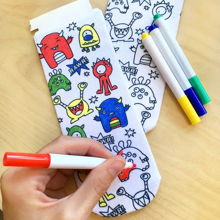 Coloring Socks- Teddy Bears