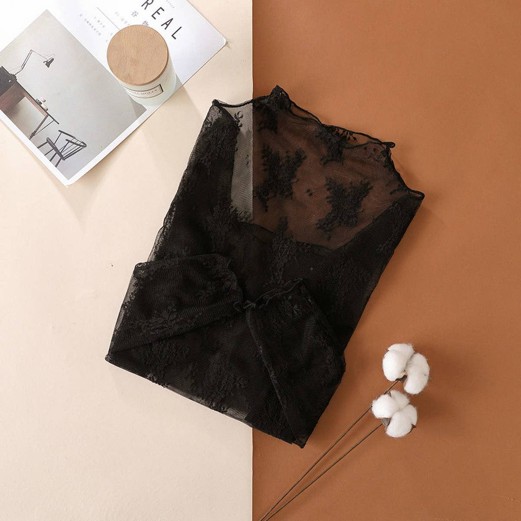 Semi Sheer Mesh Lace Shirt