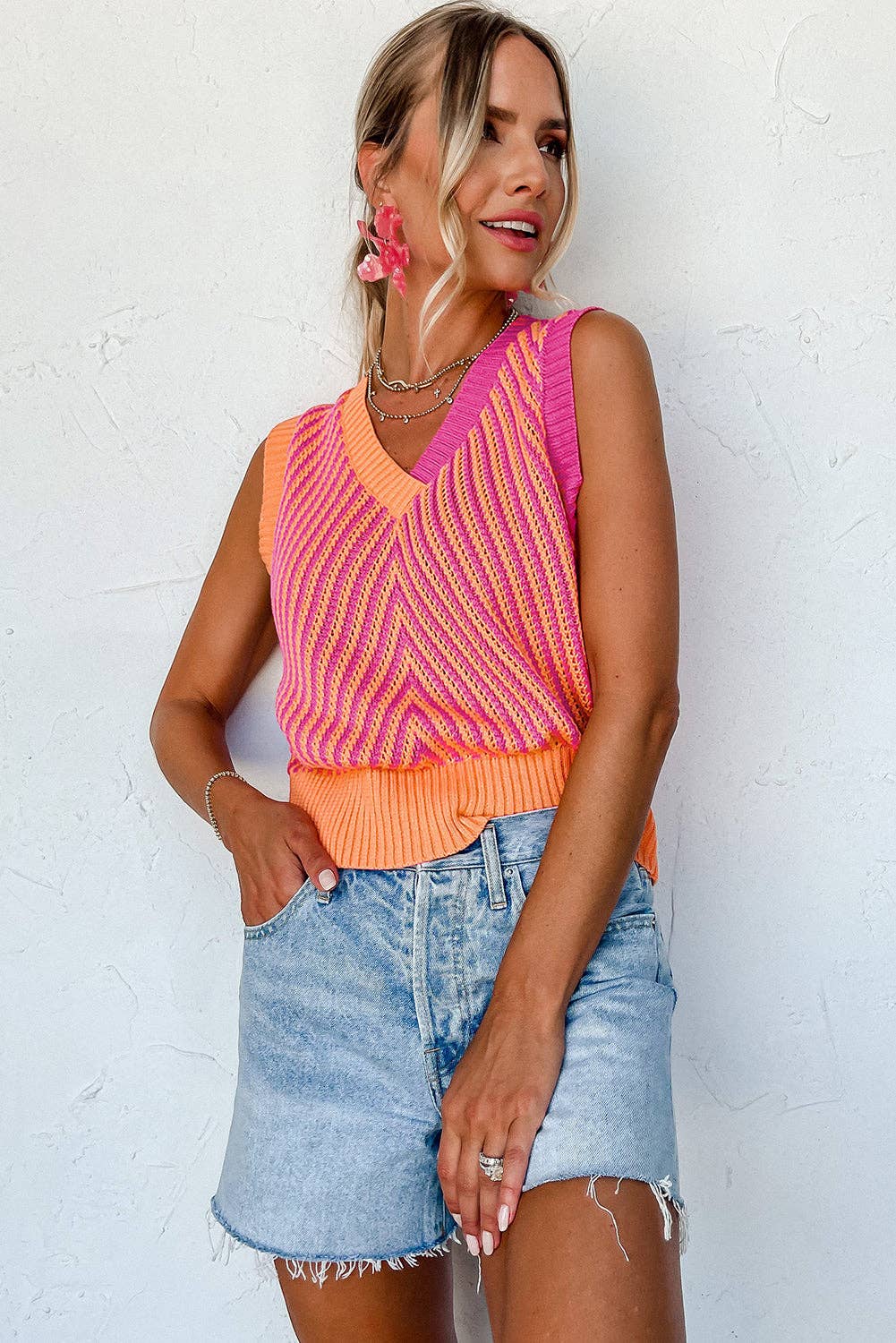 Strawberry Pink Knit Vest