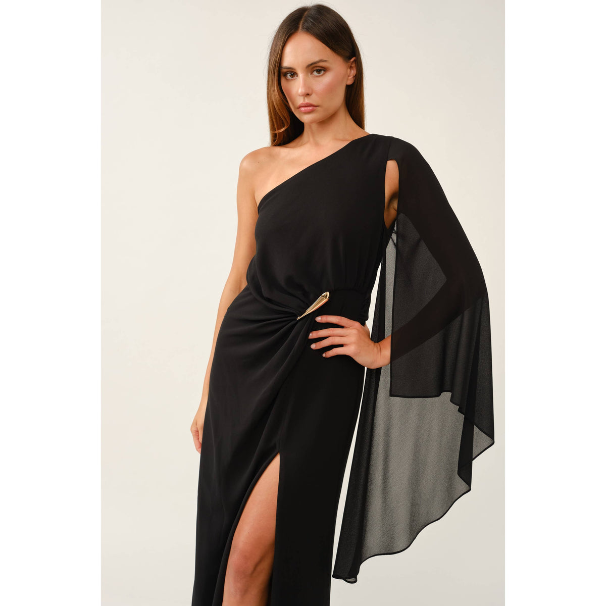 Golden Hour One-Shoulder Slit Maxi Dress