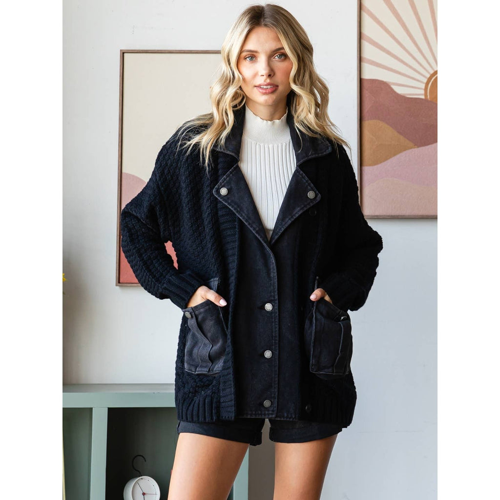 City Layers Knit Denim Jacket