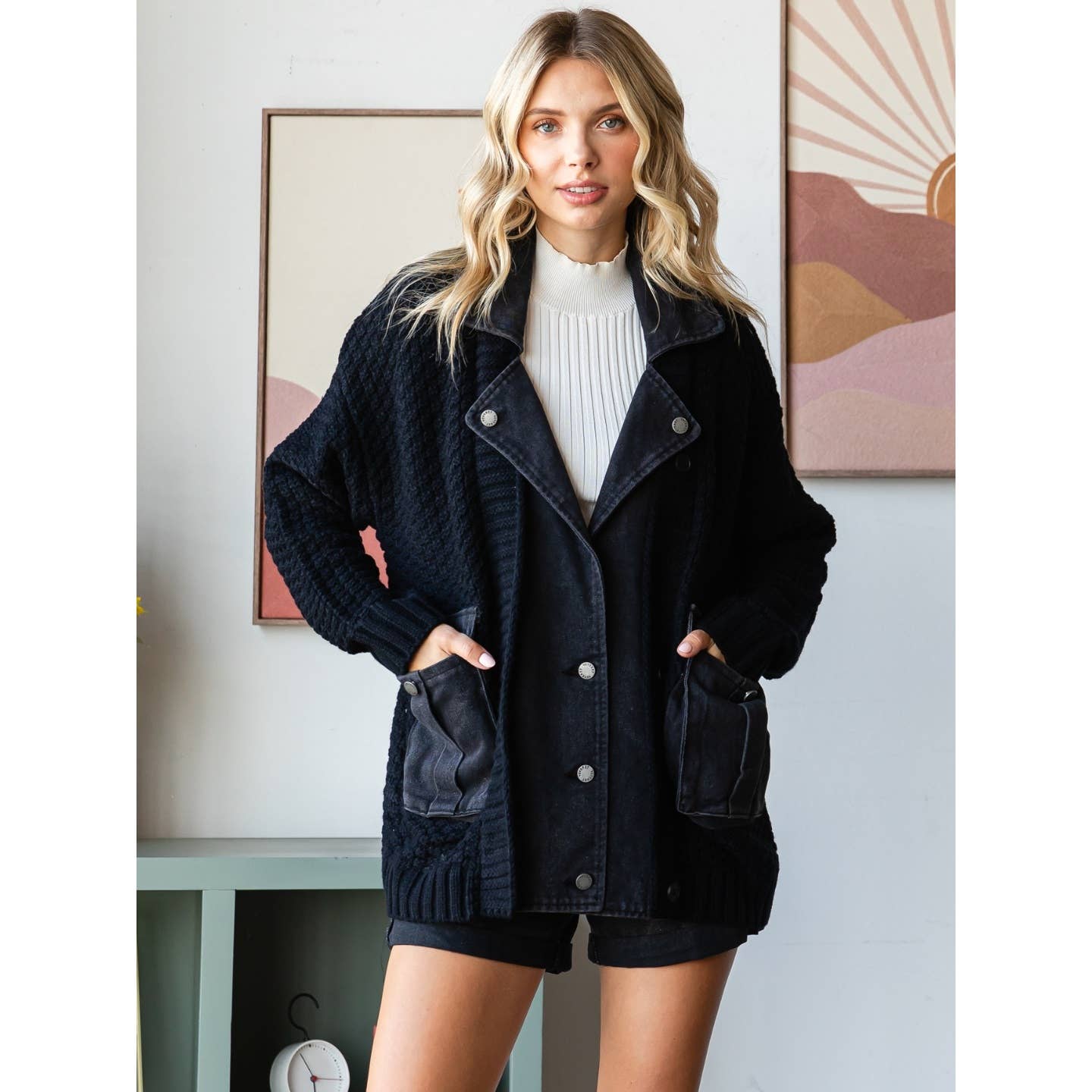 City Layers Knit Denim Jacket