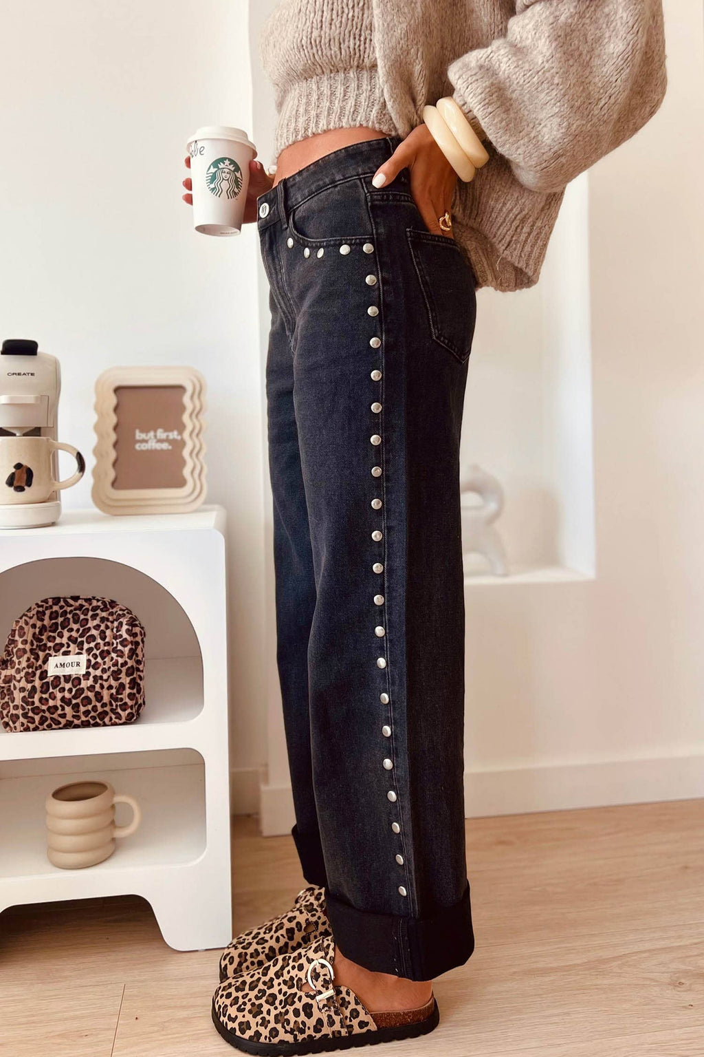 The Rebel High Rise Studded Jeans