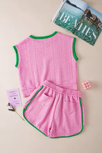 Load image into Gallery viewer, Pink Cable Textured Shorts Set
