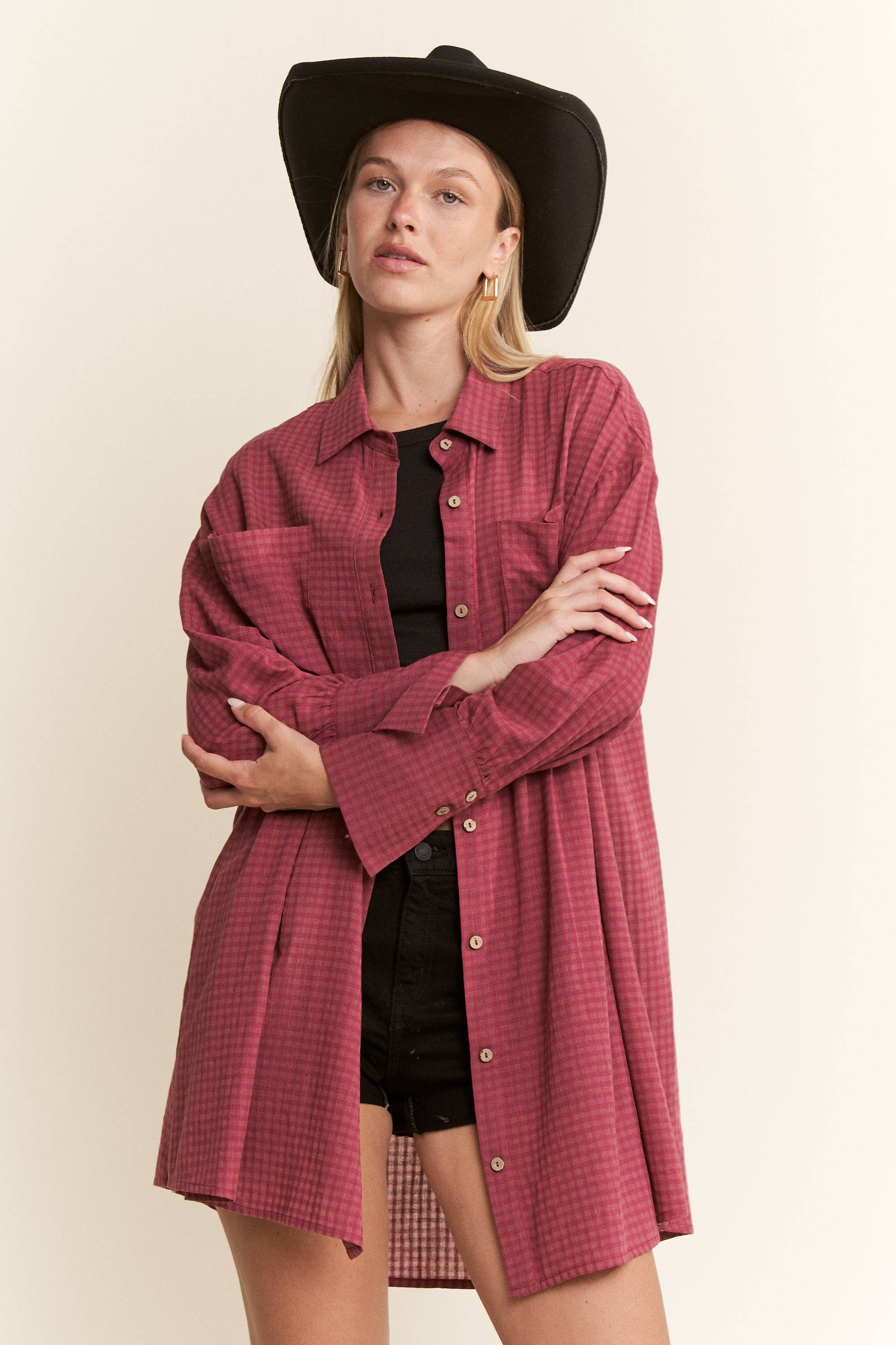 Harvest Check Oversized Shirt