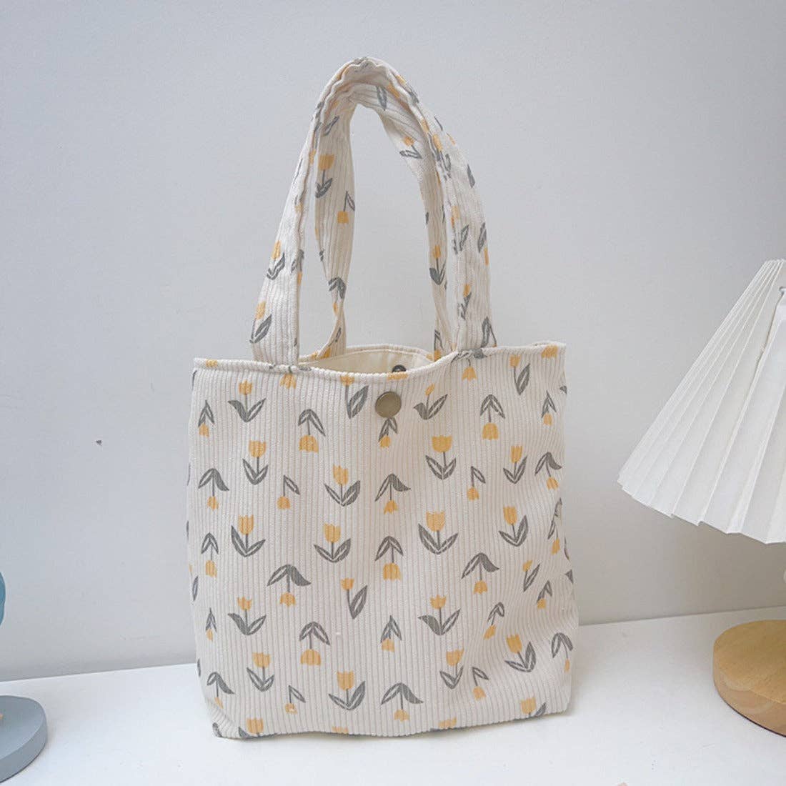 Orange Petal Corduroy Tulip Tote