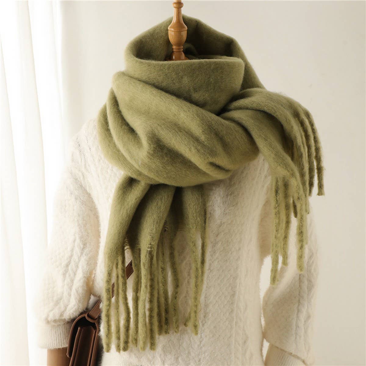 Cloud Soft Mohair Tassel Scarf