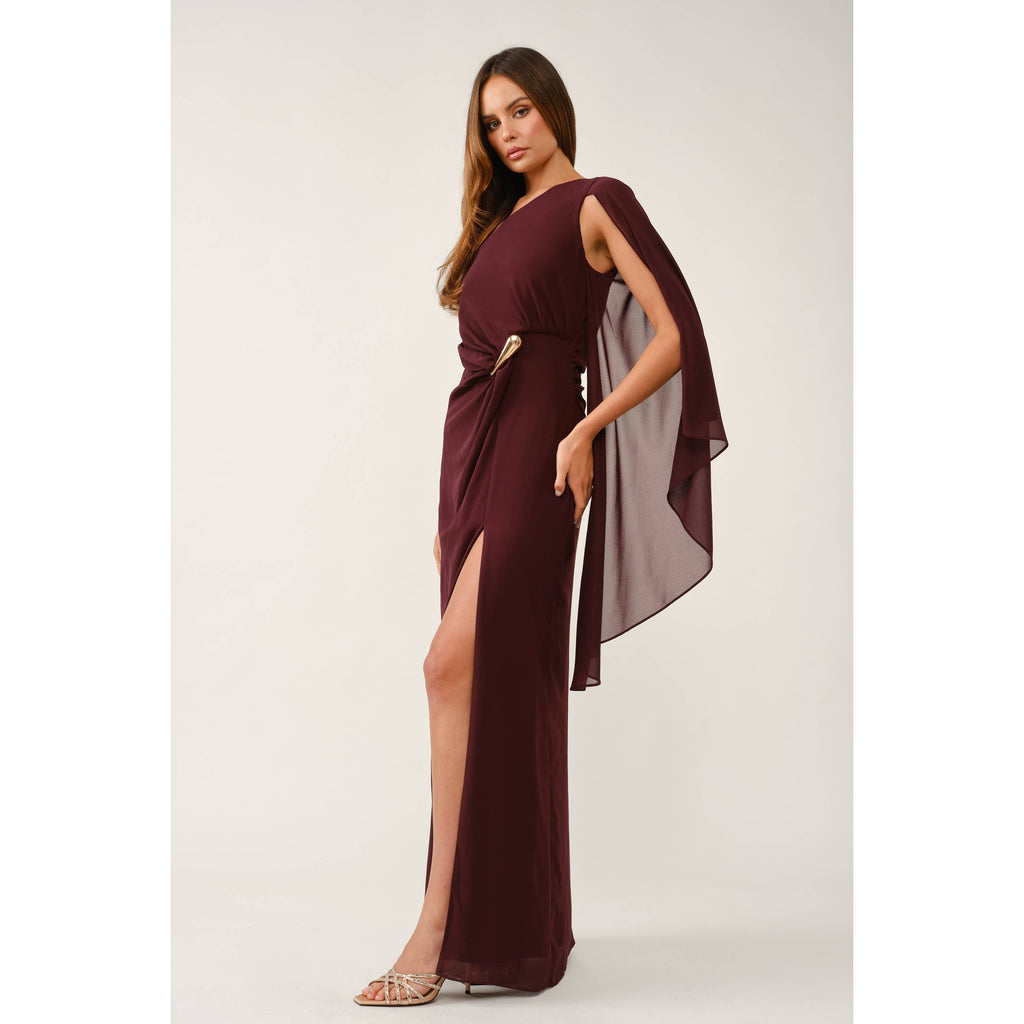 Golden Hour One-Shoulder Slit Maxi Dress