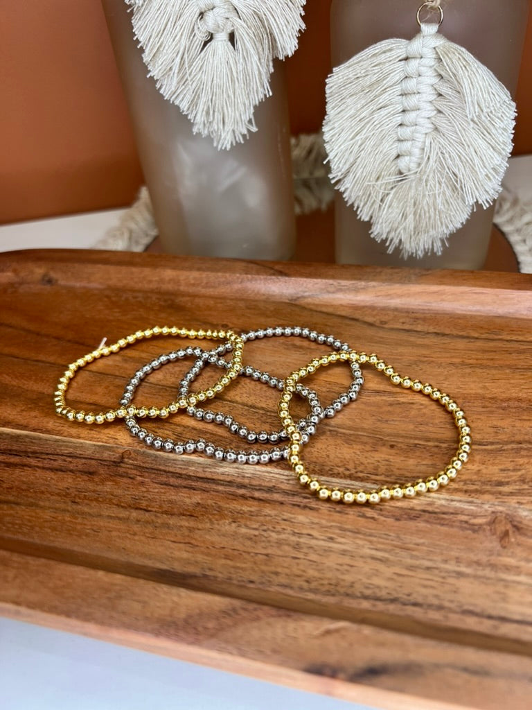 Beaded Stackable Bracelets- Gold/Silver