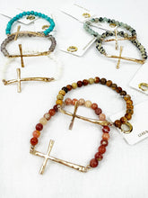 Load image into Gallery viewer, Hammered Cross Bead Bracelet
