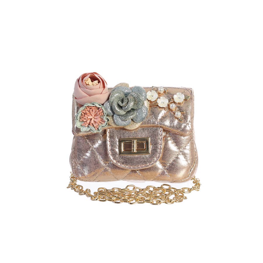Metallic Blossom: Rose Gold Purse