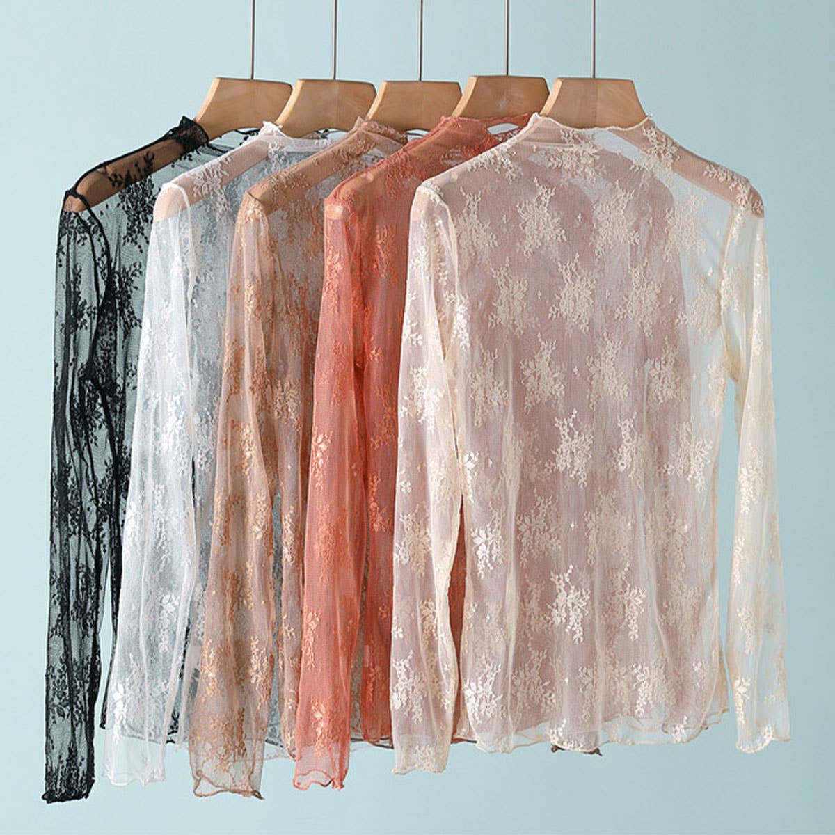 Semi Sheer Mesh Lace Shirt