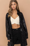 Sequin Button Shirt Dress