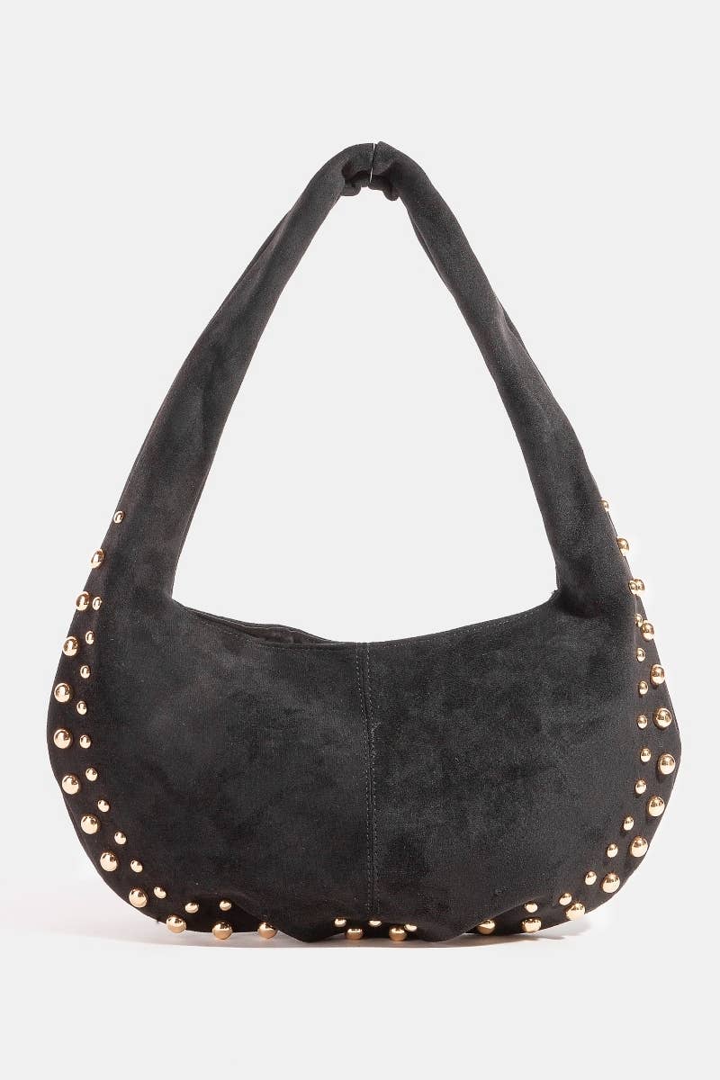 Halo Suede Satchel- Black