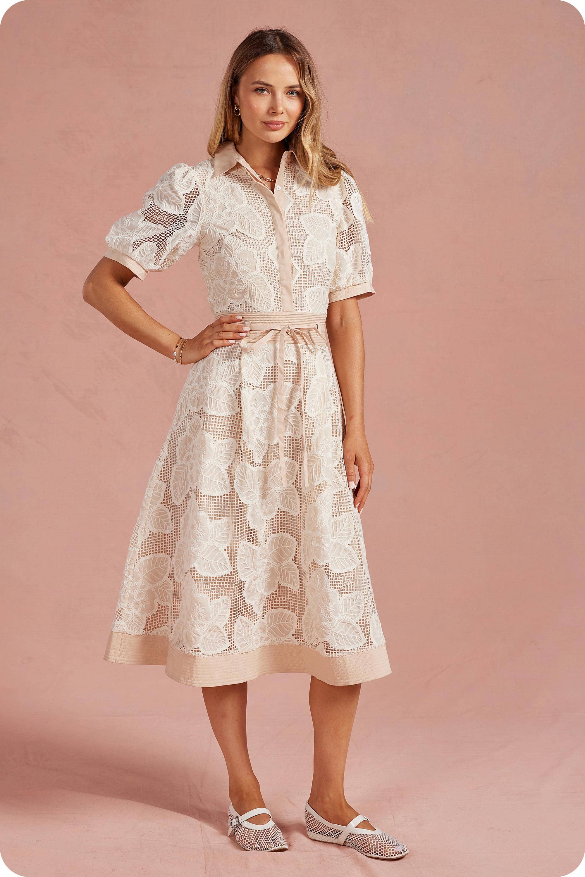 Bloom & Breeze Crochet Midi Dress