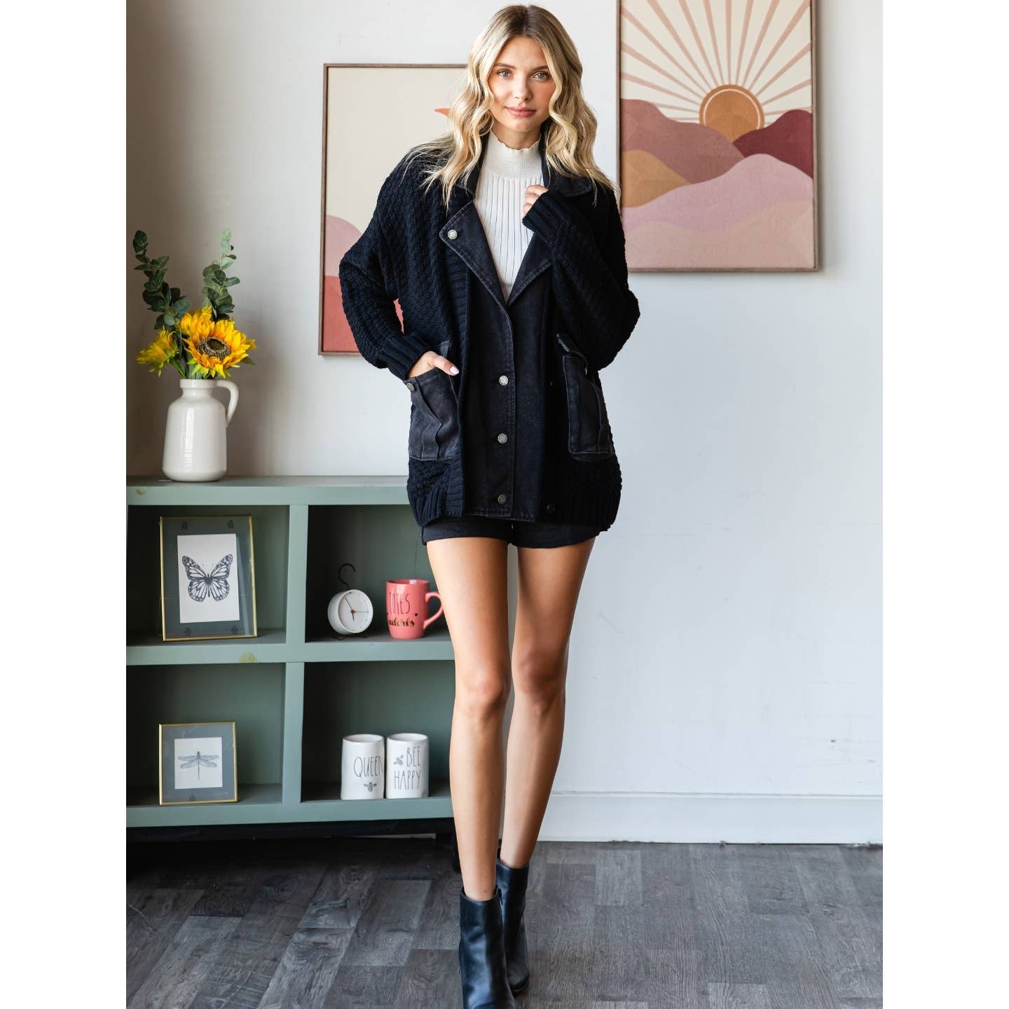 City Layers Knit Denim Jacket