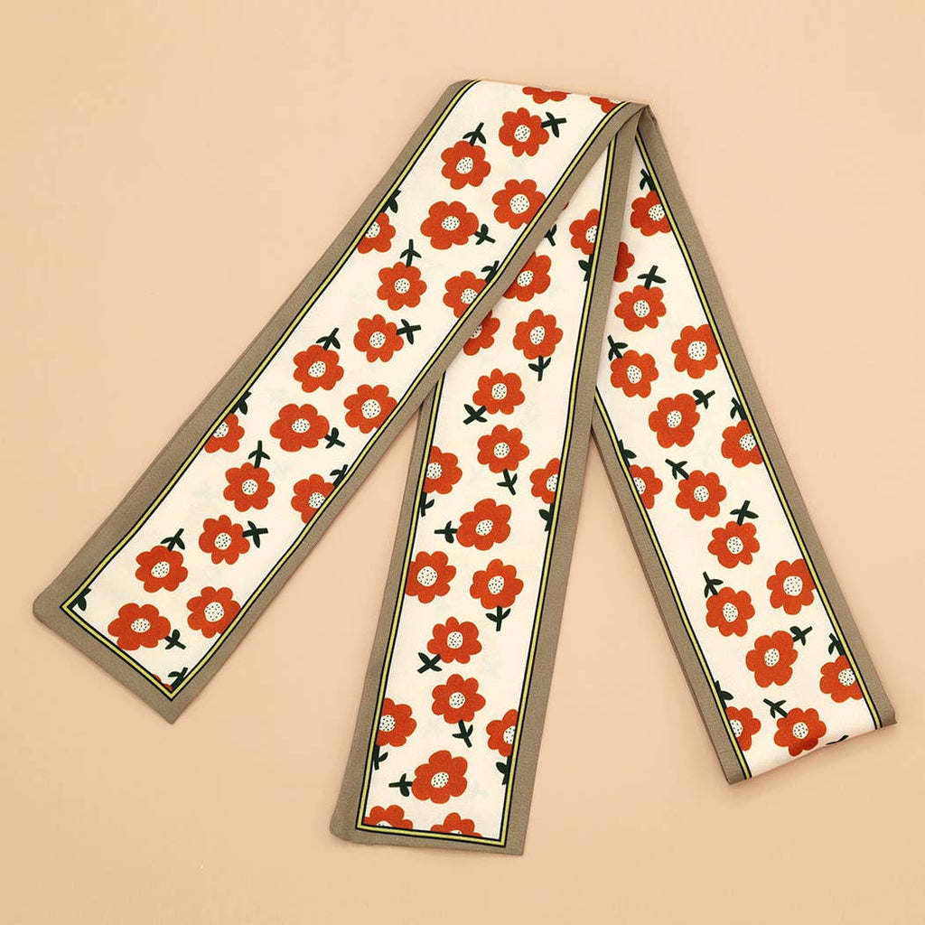 Floral Print Satin Scarf