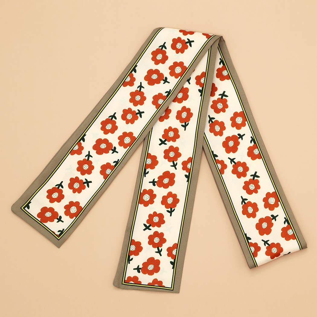 Floral Print Satin Scarf