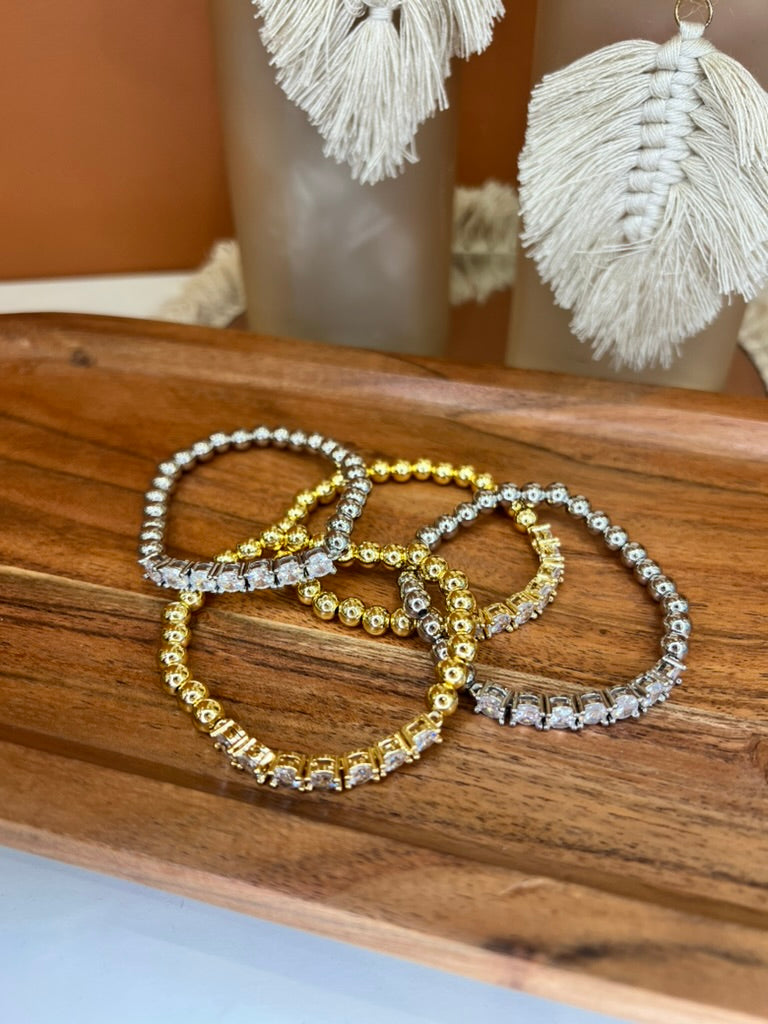 Beaded Stackable CZ Bracelet
