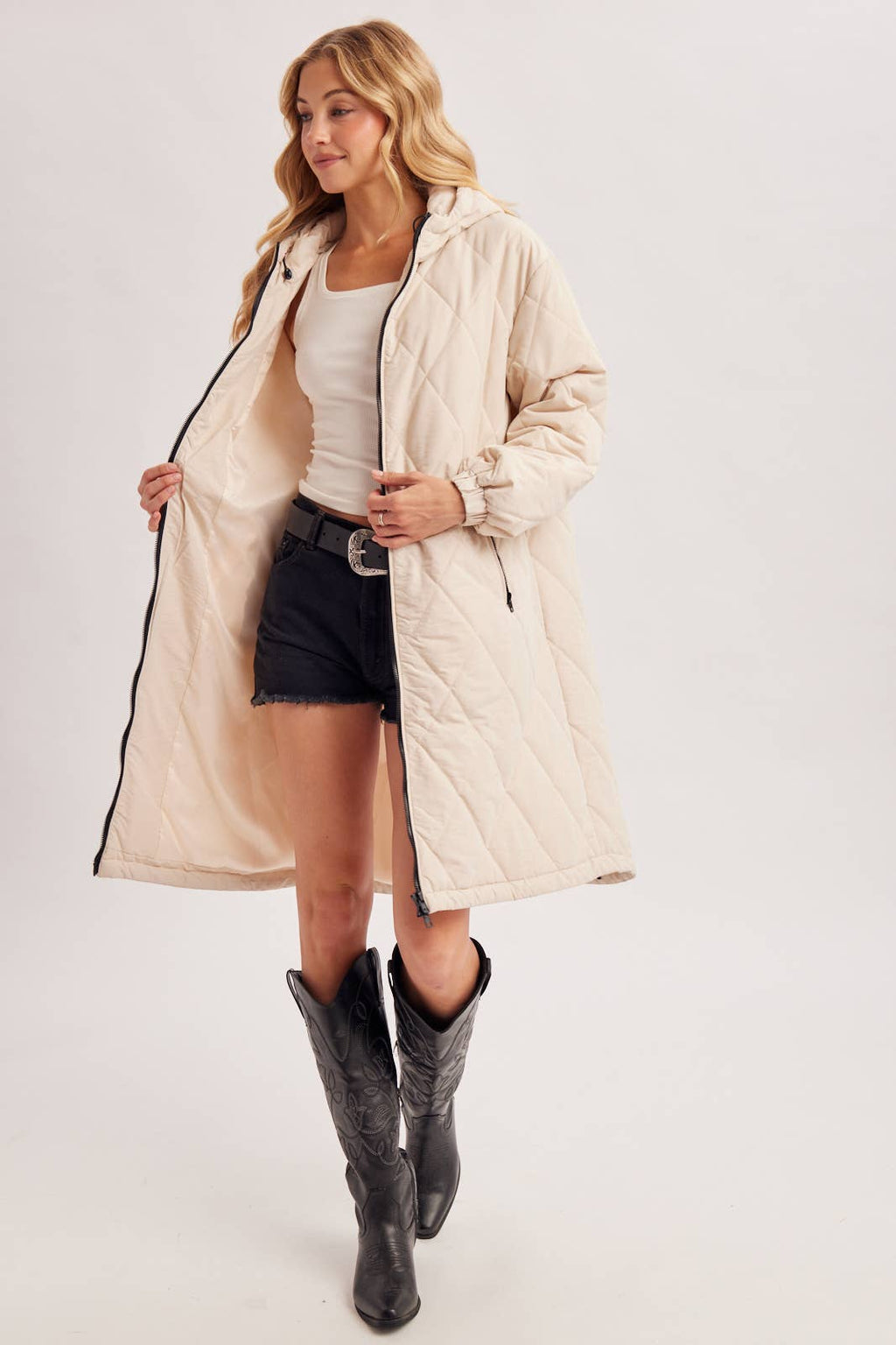 Longline Quilted Puffer Jacket