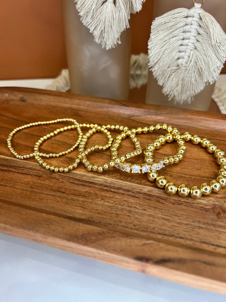 Beaded Stackable Bracelets- Gold/Silver