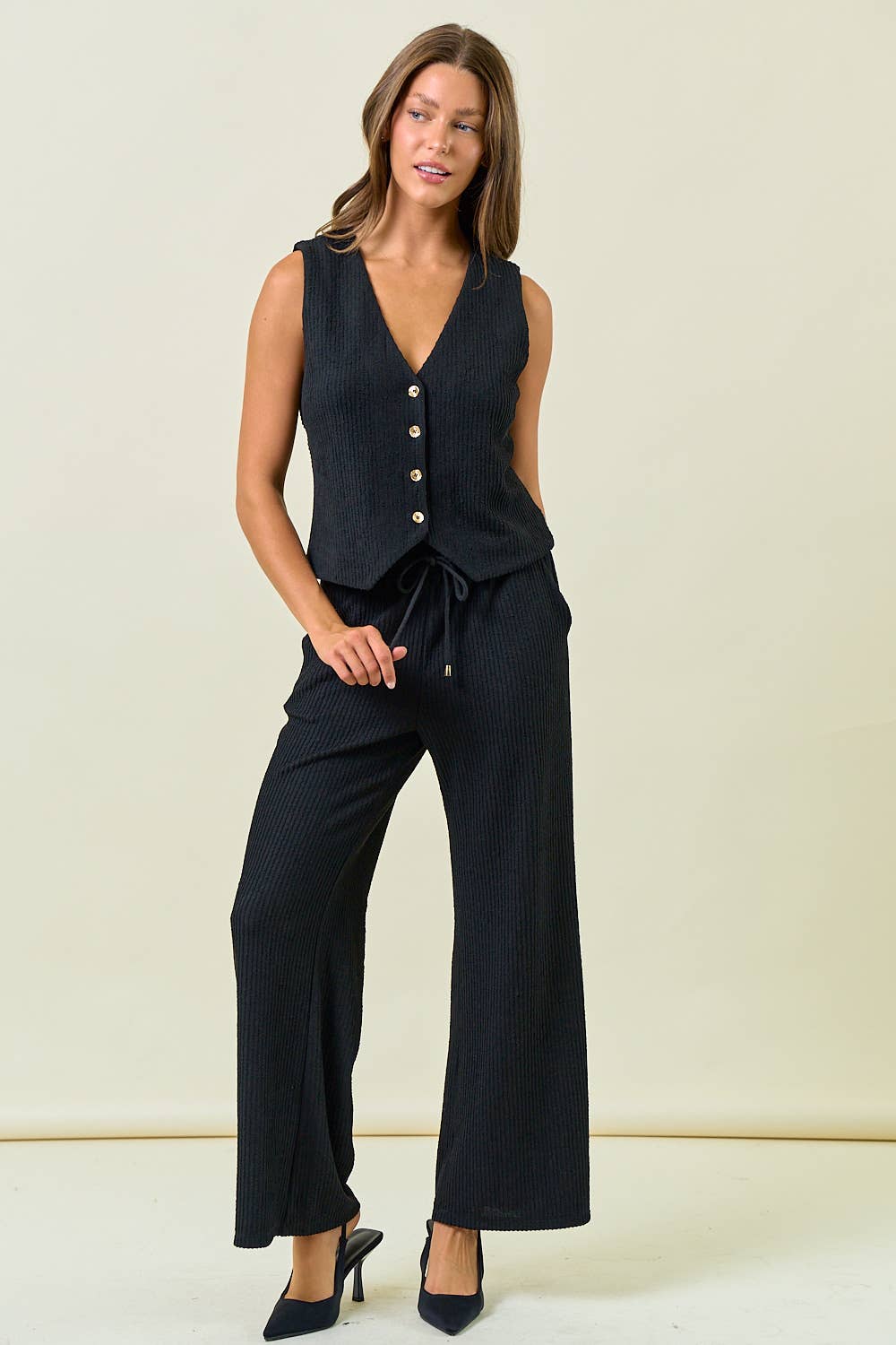 The Everly Textured Knit Wide Leg Pant