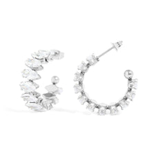 Load image into Gallery viewer, 18K Gold PVD Stainless Steel Marquis CZ Stone Hoop Earrings
