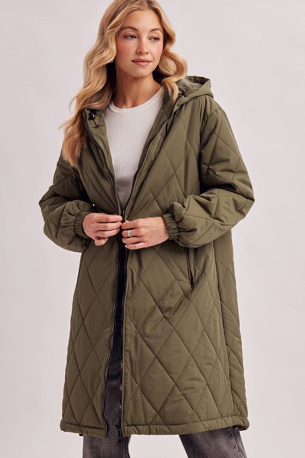 Longline Quilted Puffer Jacket