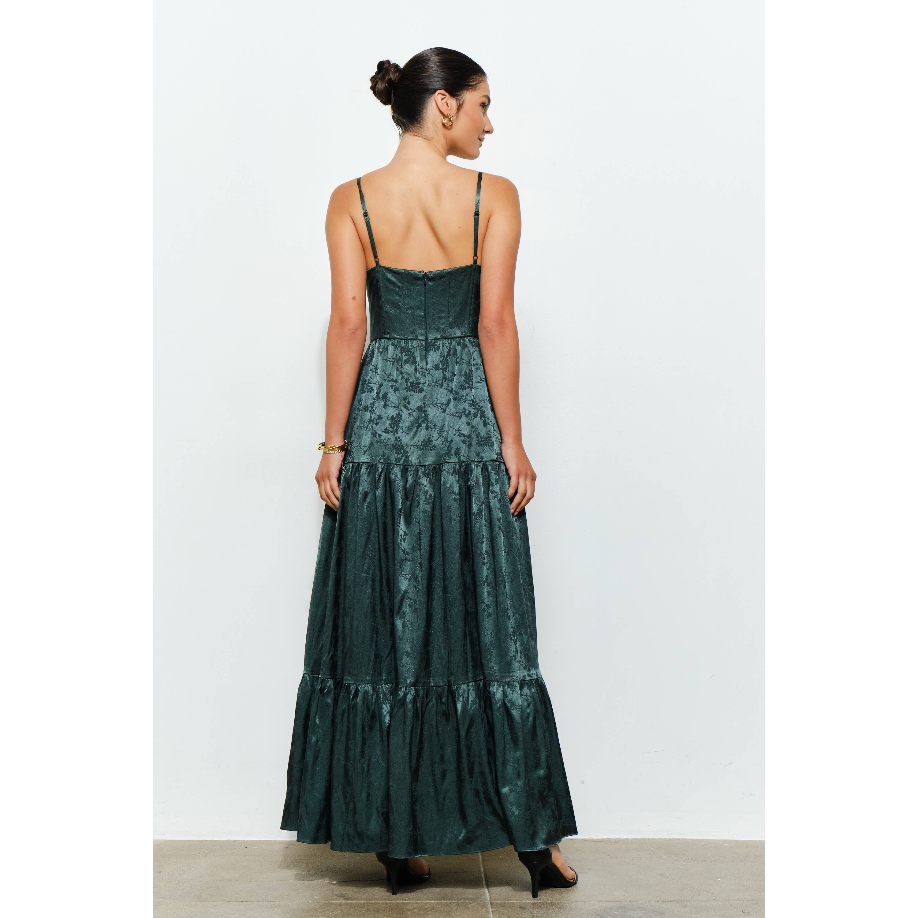 Petal & Poise Floral Jacquard Maxi Dress
