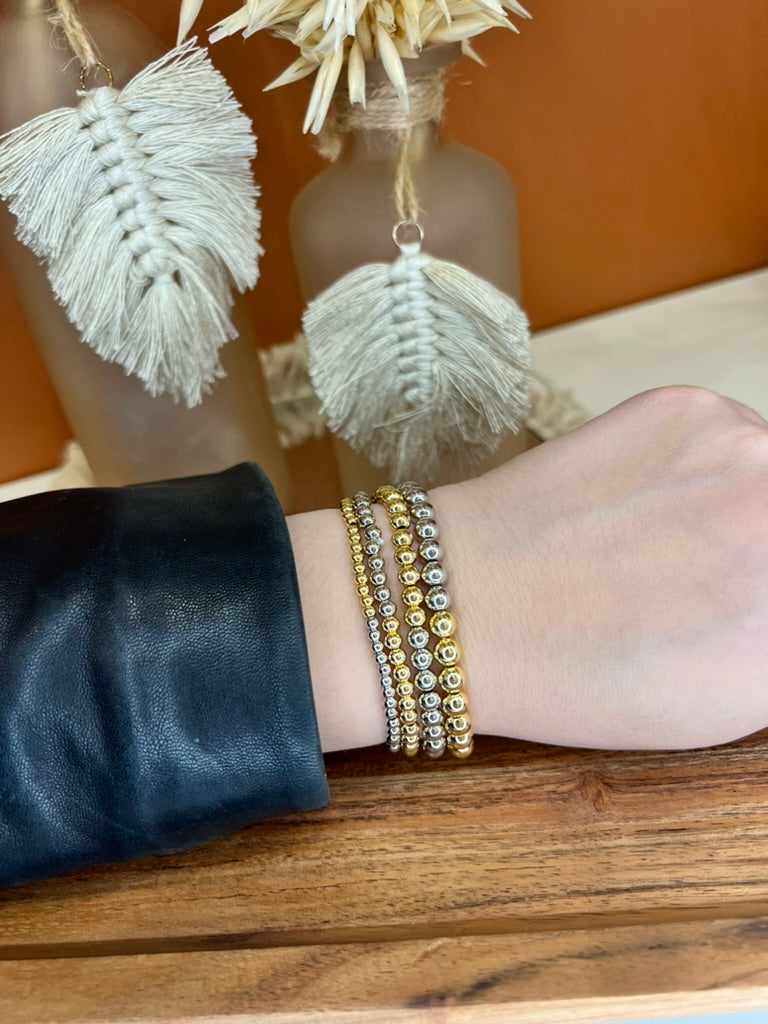 Beaded Stackable Bracelet- Two Toned