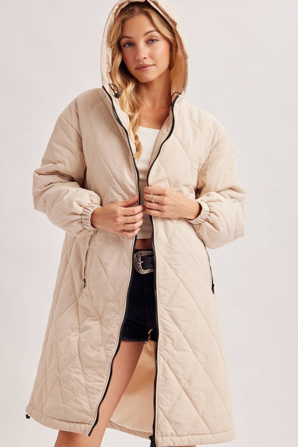 Longline Quilted Puffer Jacket