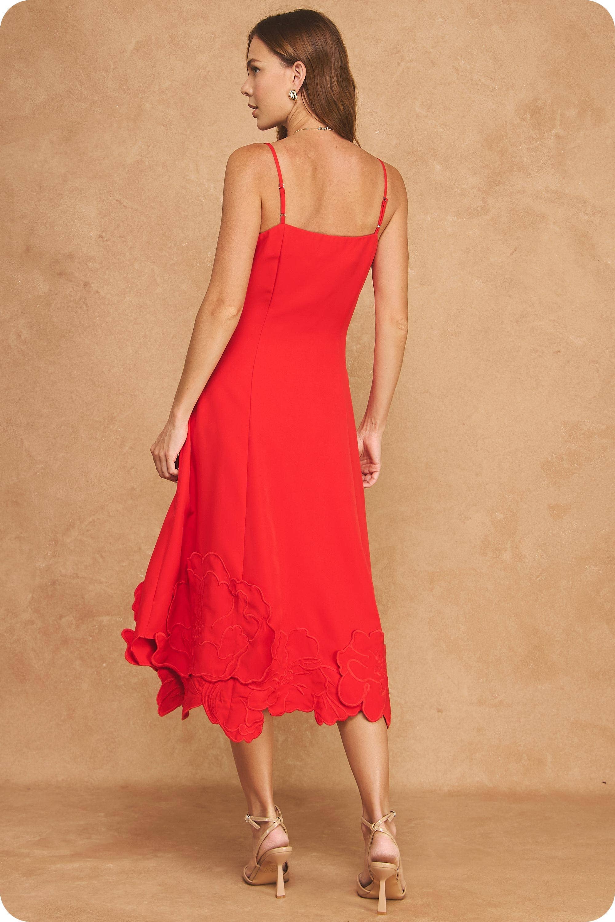 Scarlet Bloom Midi Dress