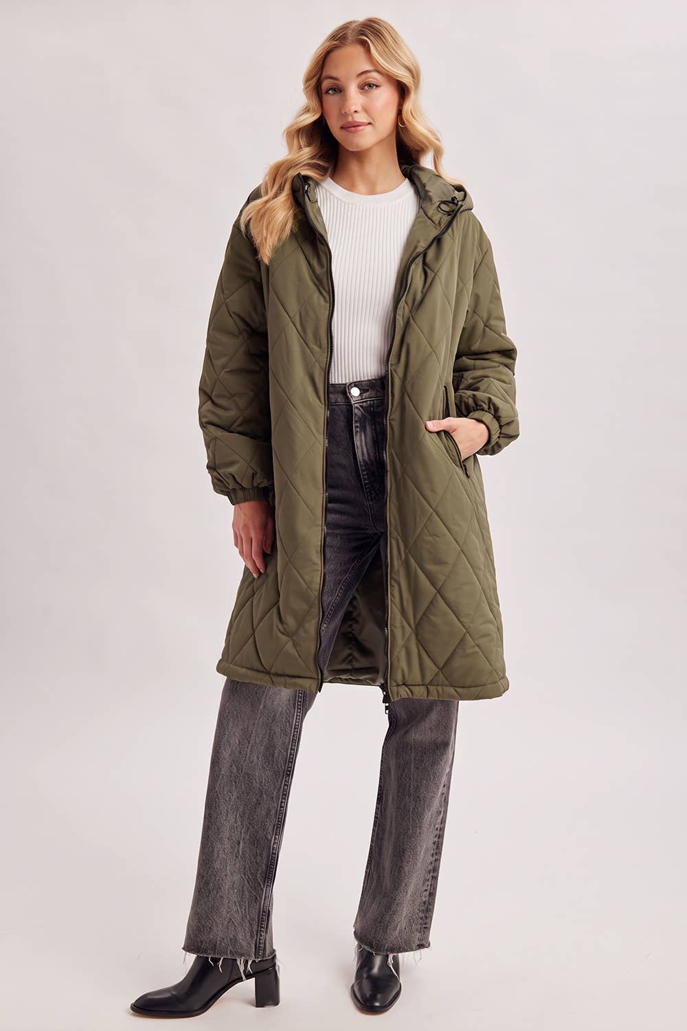 Longline Quilted Puffer Jacket