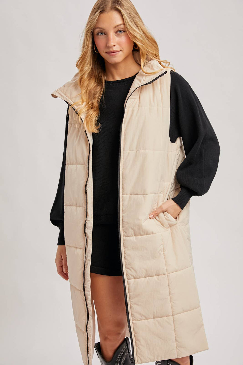 Quilted Longline Puffer Vest