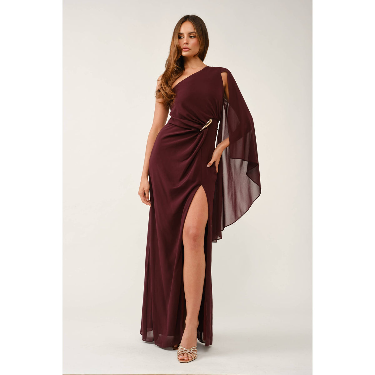 Golden Hour One-Shoulder Slit Maxi Dress