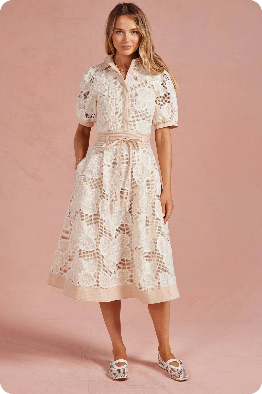 Bloom & Breeze Crochet Midi Dress