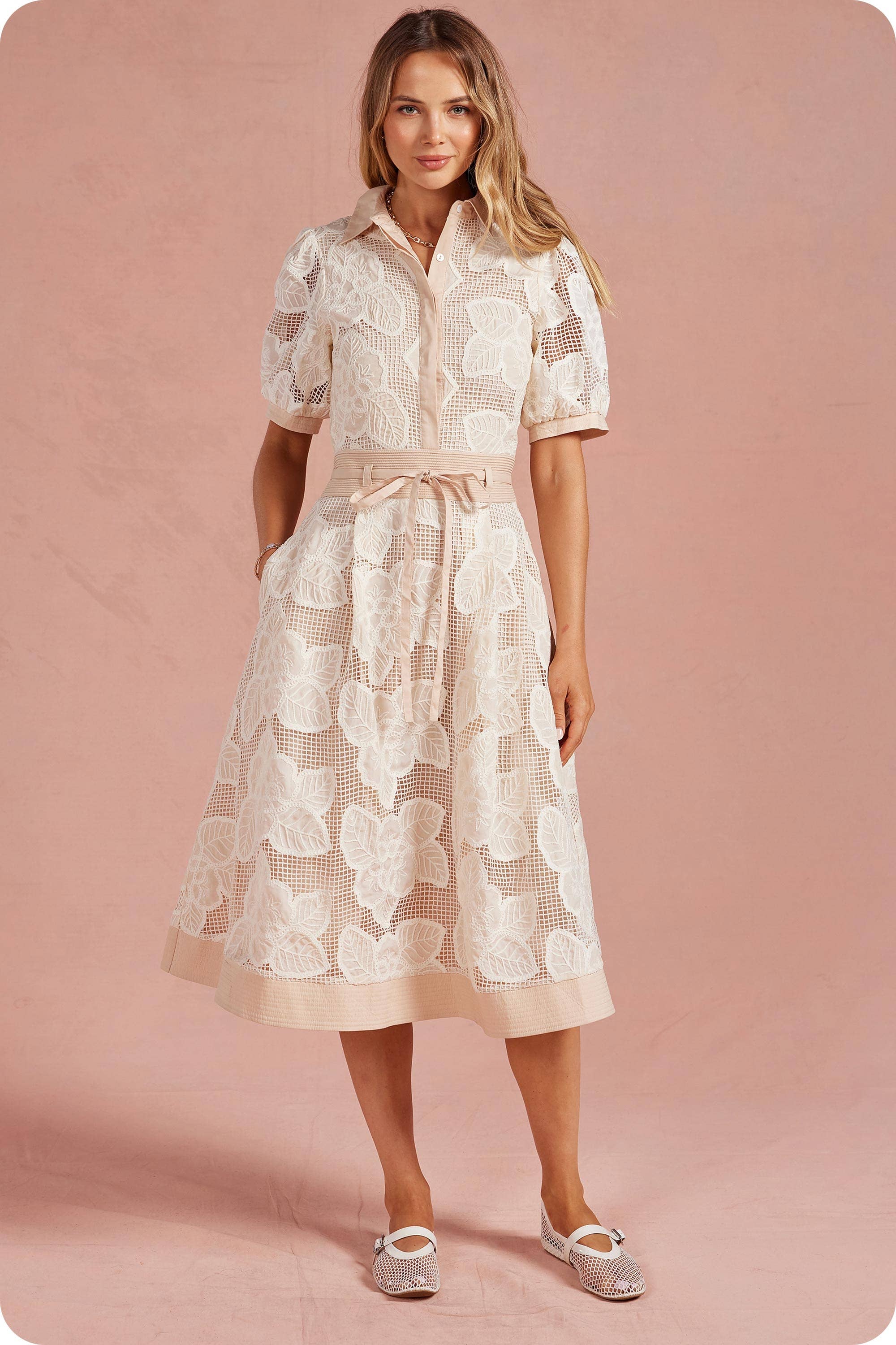 Bloom & Breeze Crochet Midi Dress