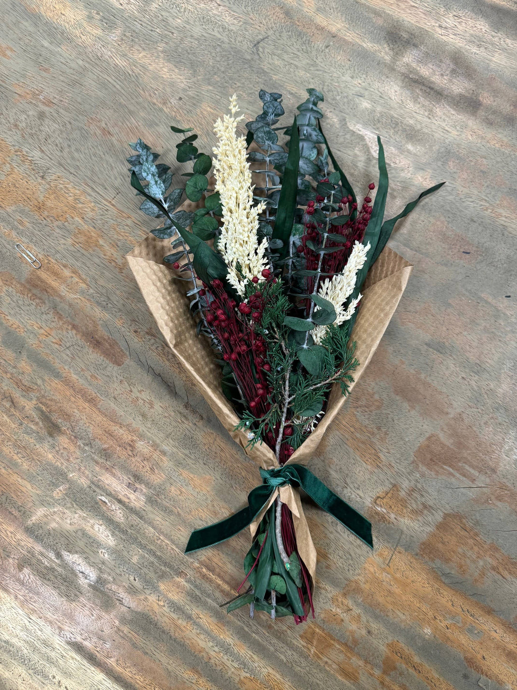 Winter 16" Bouquet: Winter Eucalyptus & Flax