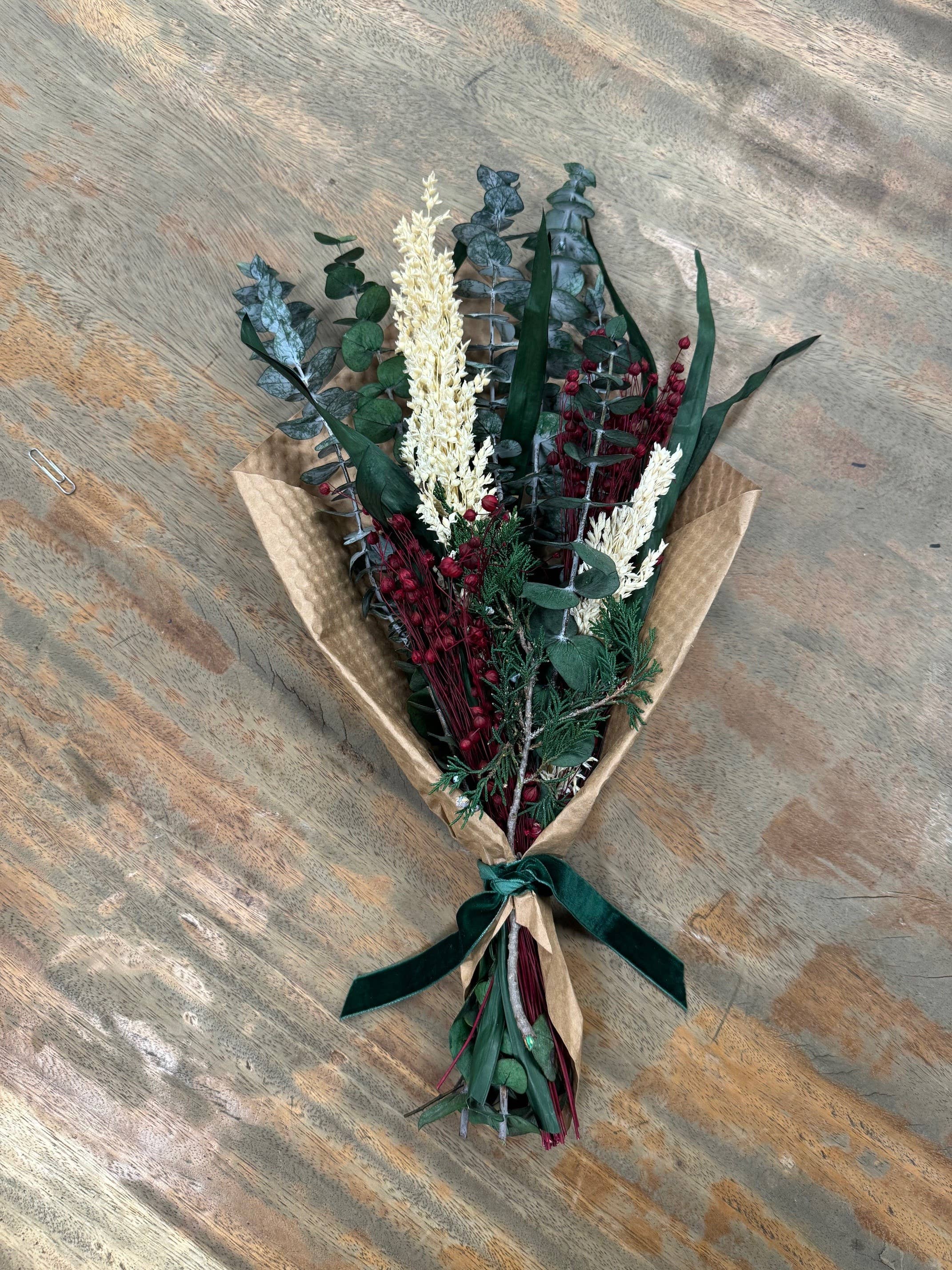 Winter 16" Bouquet: Winter Eucalyptus & Flax