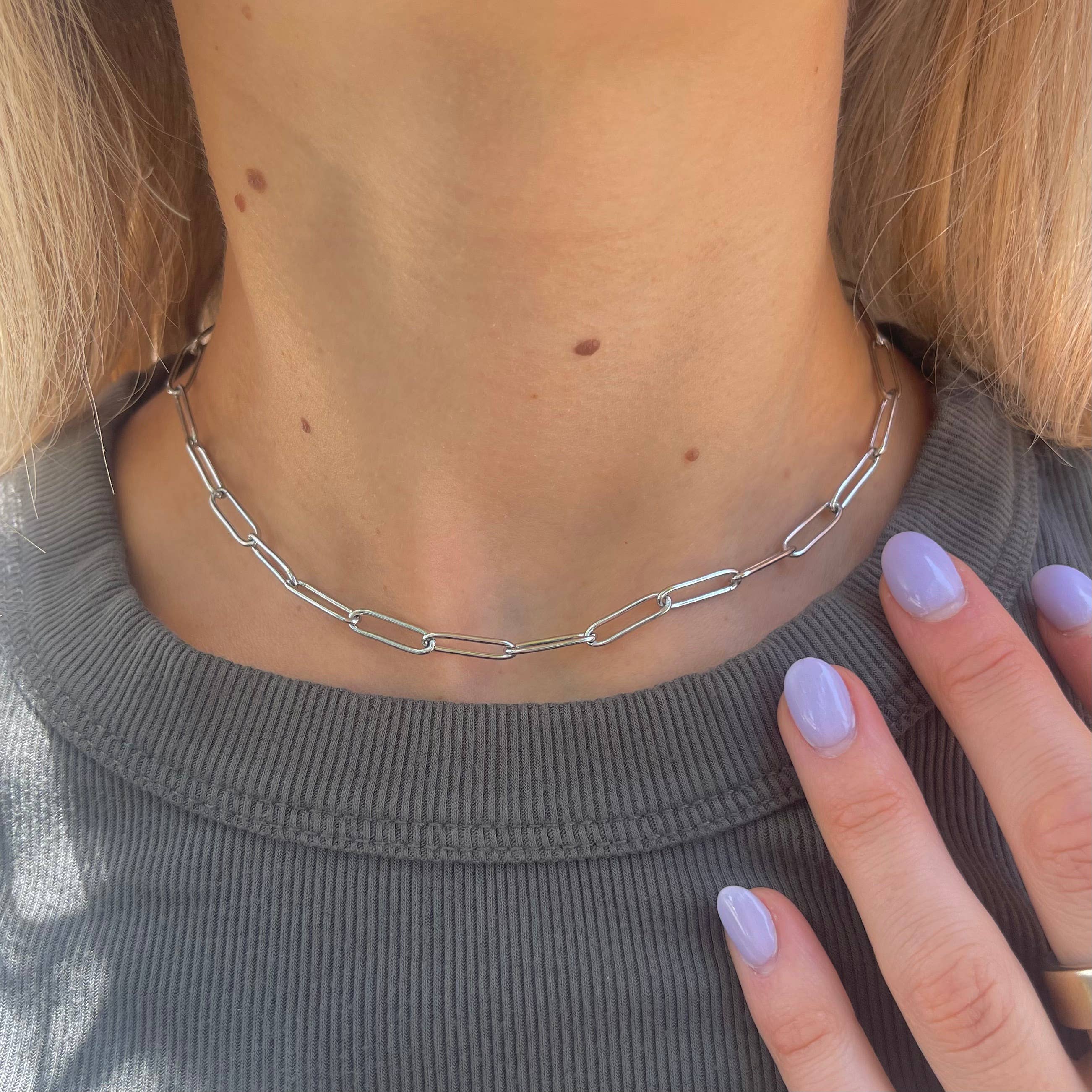 Sasha Silver Chain Necklace- Waterproof
