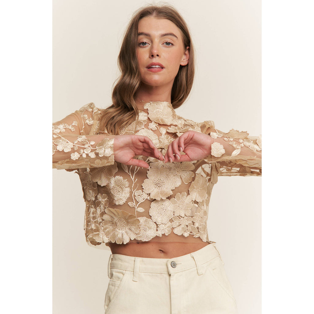 Desert Bloom Embroidered Crop Top
