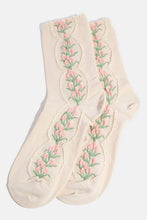 Load image into Gallery viewer, Tulip Bloom Embroidered Socks
