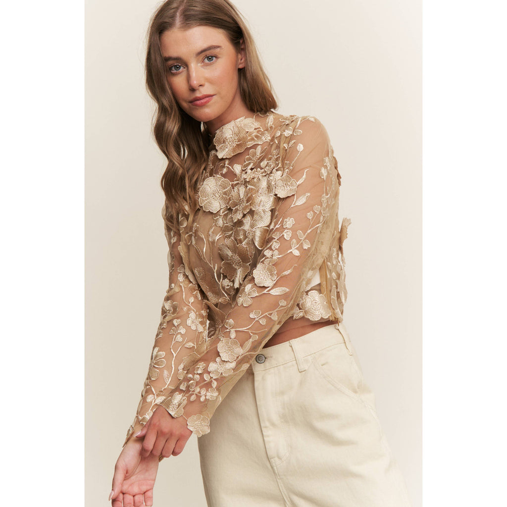 Desert Bloom Embroidered Crop Top