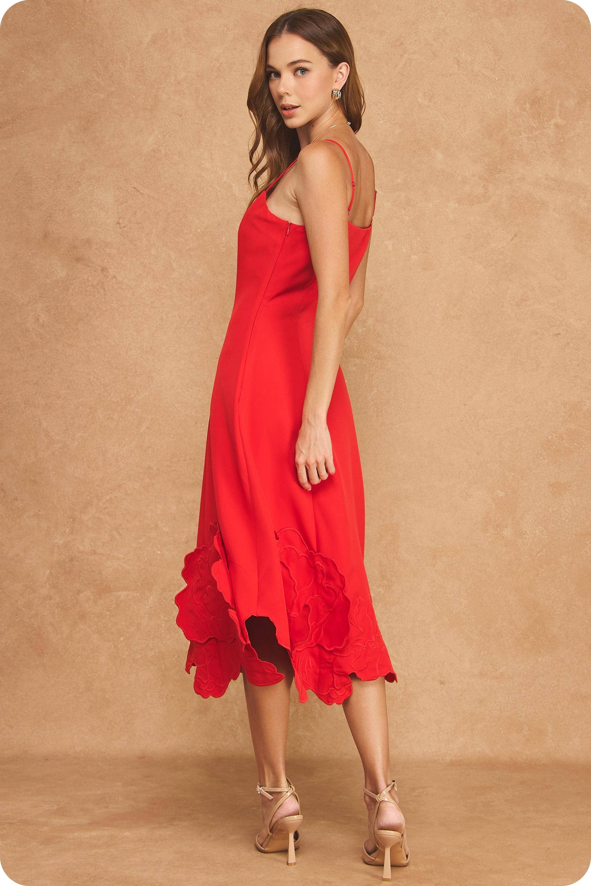 Scarlet Bloom Midi Dress