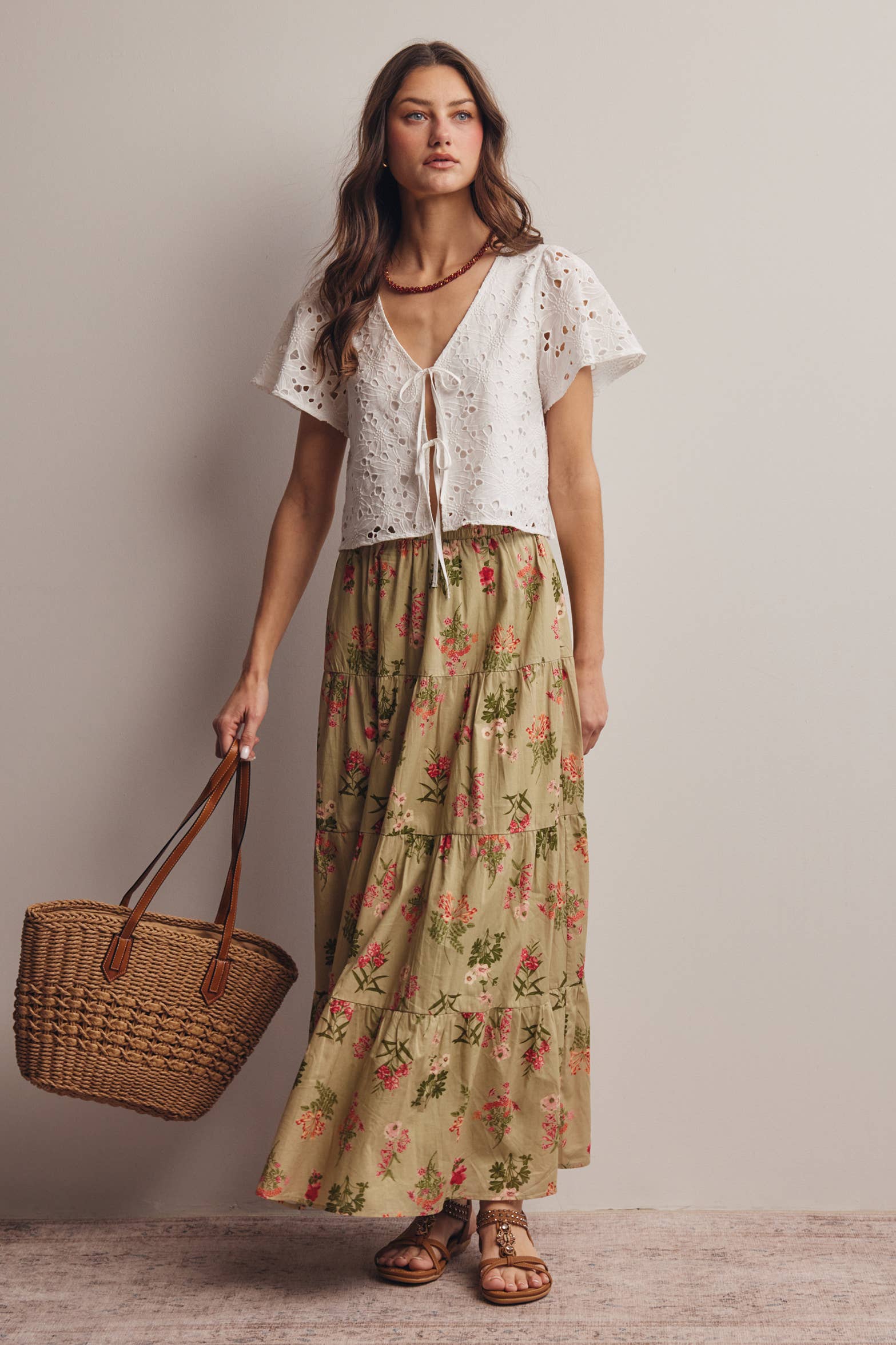 The Ivory Bloom Tie-Front Top